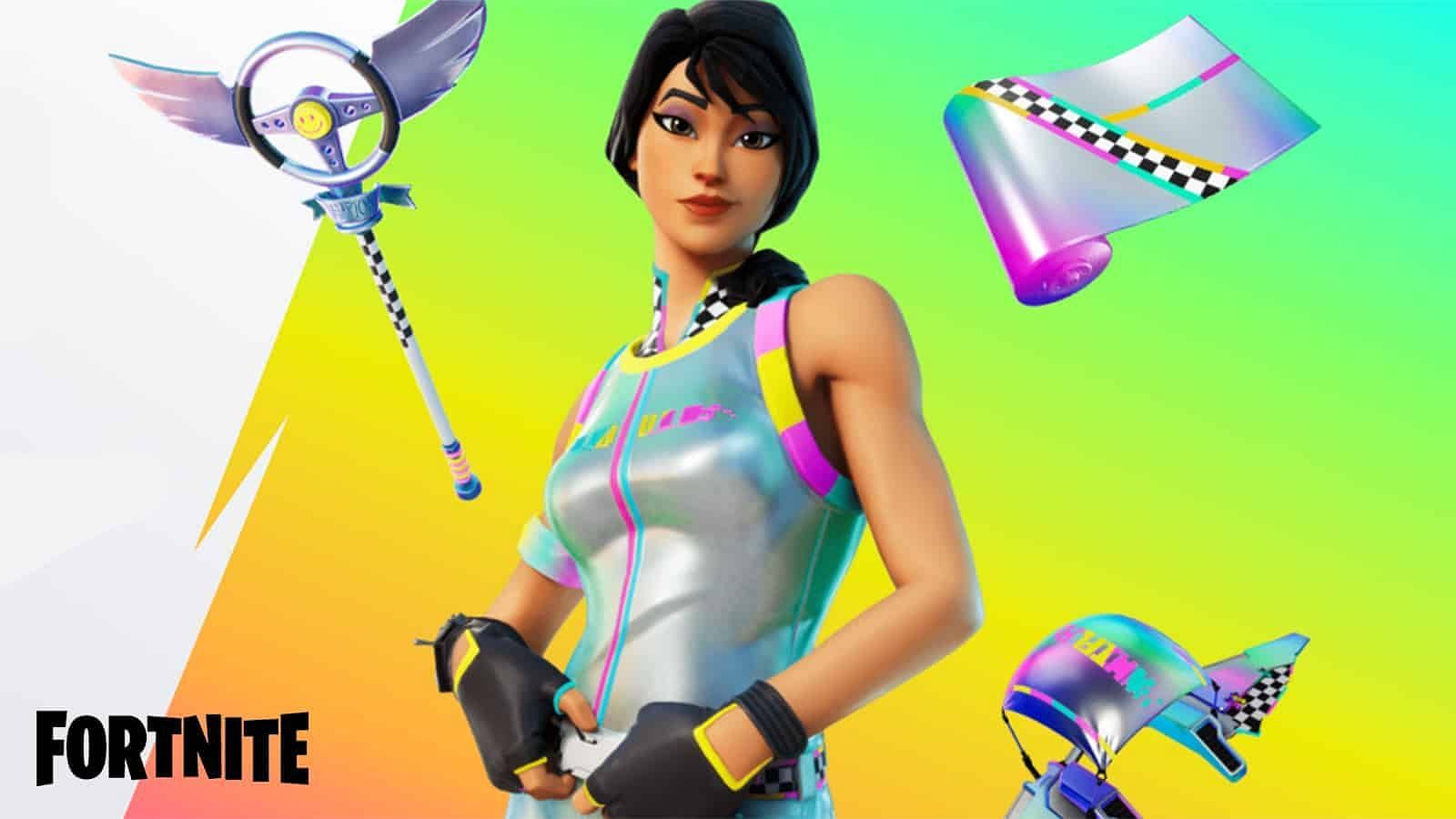 Refer A Friend is releasing the Rainbow Racer skin as a free reward. (Image via Epic Games)