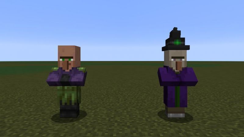 Witch vs villager (Image via Minecraft)