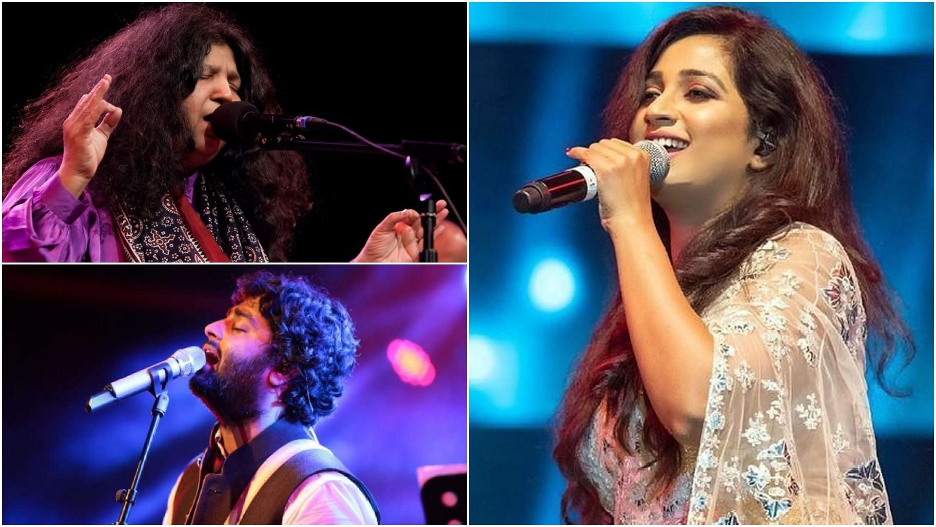 Top Left - Abida Parveen, Bottom Left- Arijit Singh, Right- Shreya Ghoshal (Images via Getty)