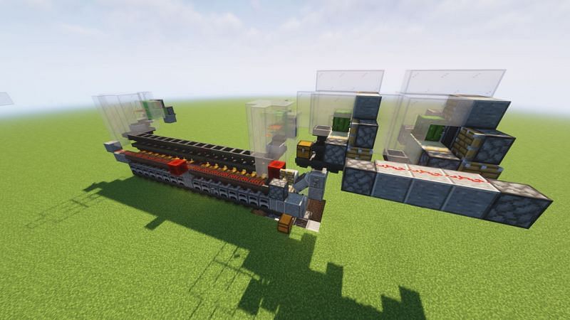 A super smelter that uses carpet for fuel (Image via Minecraft)