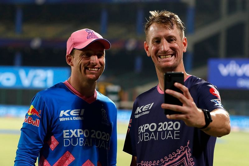 Chris Morris taking a selfie with his teammate Jos Buttler