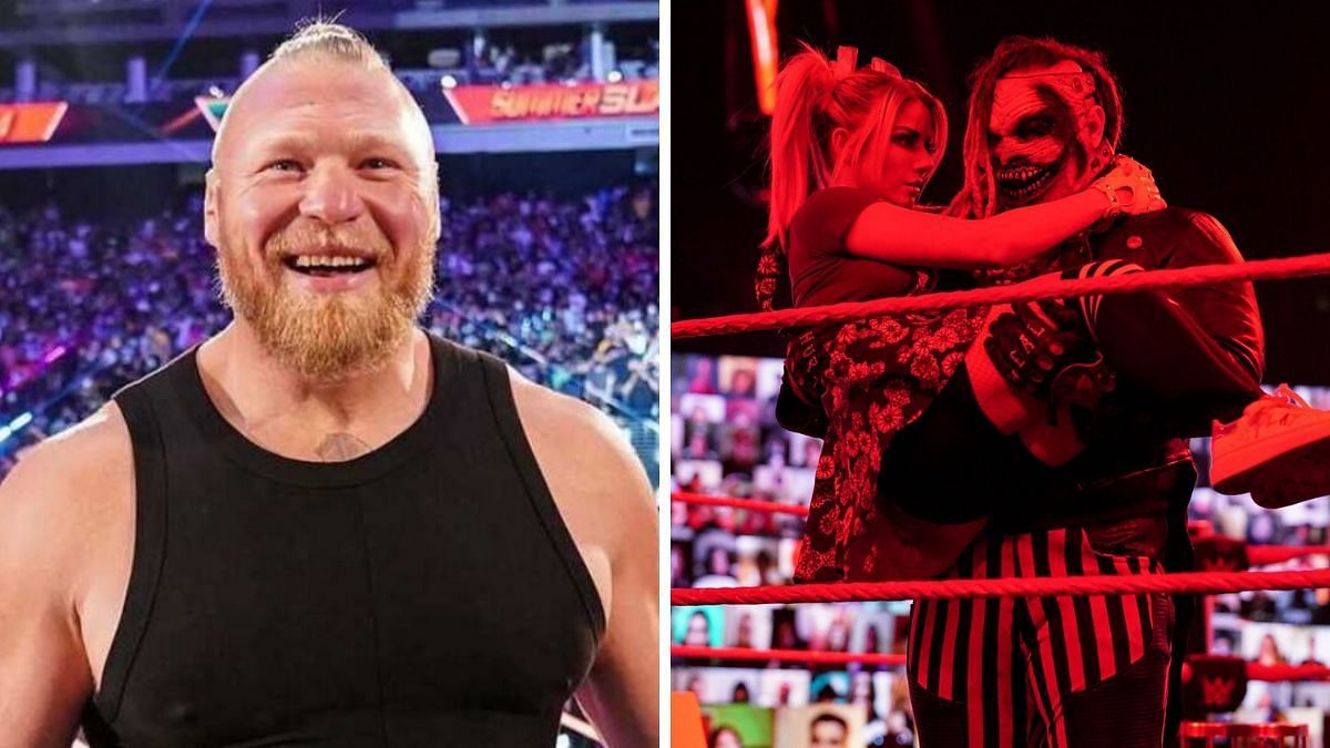Brock Lesnar (left); The Fiend and Alexa Bliss (right)