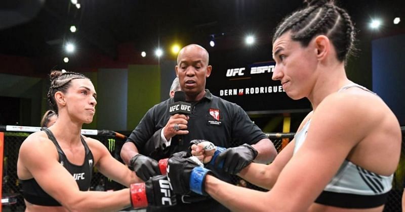 Mackenzie Dern (left), Mark Smith (central), Marina Rodriguez (right). [Image Courtesy: @UFC on Instagram}