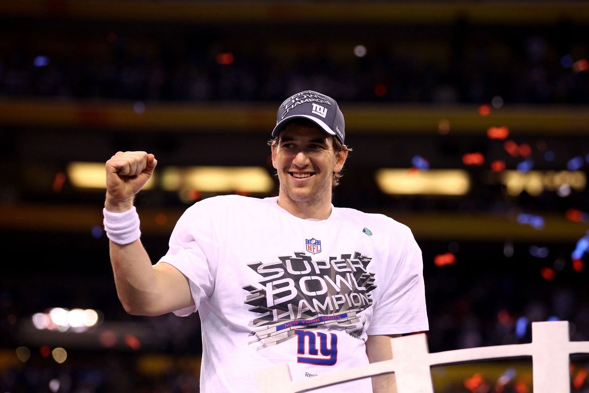 Super Bowl XLVI - Eli Manning celebrates