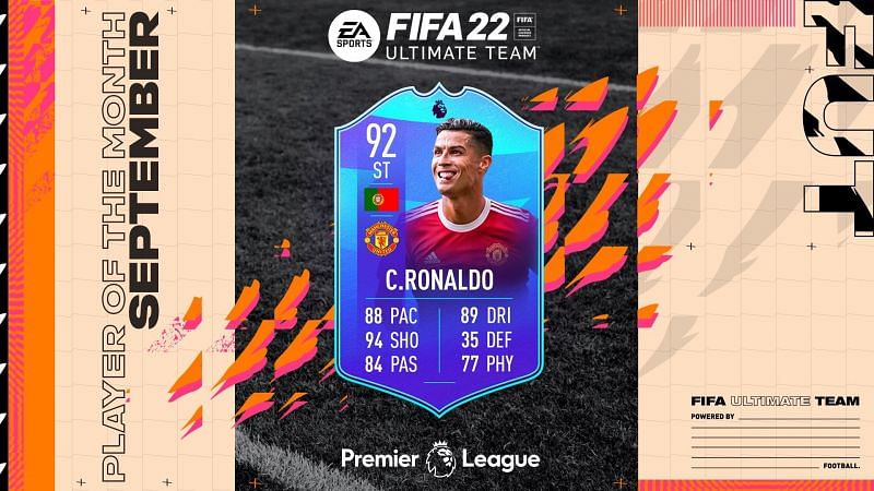 Cristiano Ronaldo has been revealed as the Premier League POTM for September (Image by EA)