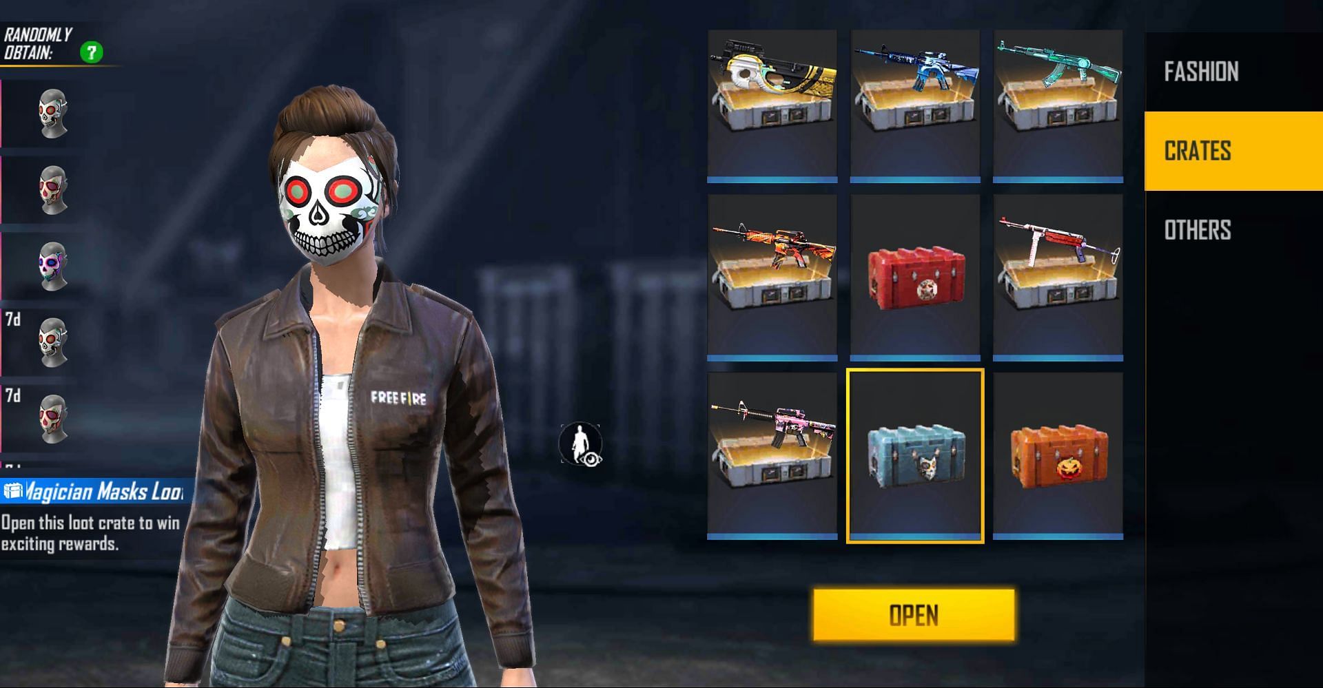 The Skeleton Magician Mask Loot Crate can be opened for a reward (Image via Free Fire)