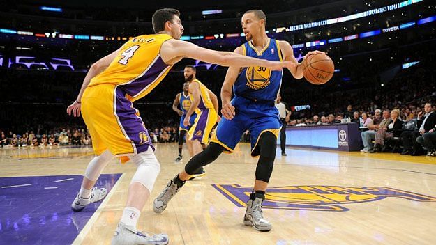 Stephen Curry against the LA Lakers in 2014 [Source: CBS Los Angeles]