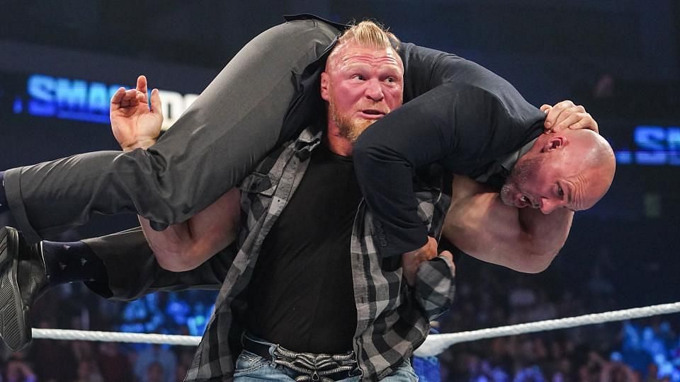 Brock Lesnar was suspended on SmackDown by Adam Pearce