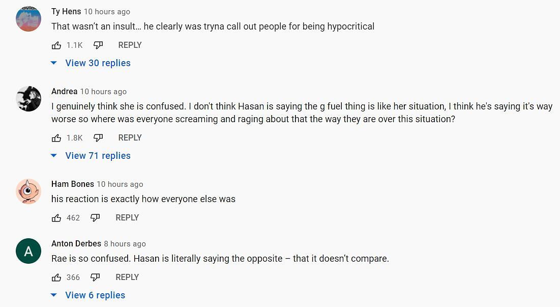 Hasanabi&#039;s fans saying that Valkyrae misunderstood what the streamer tried to say (Image via Gooba on YouTube)