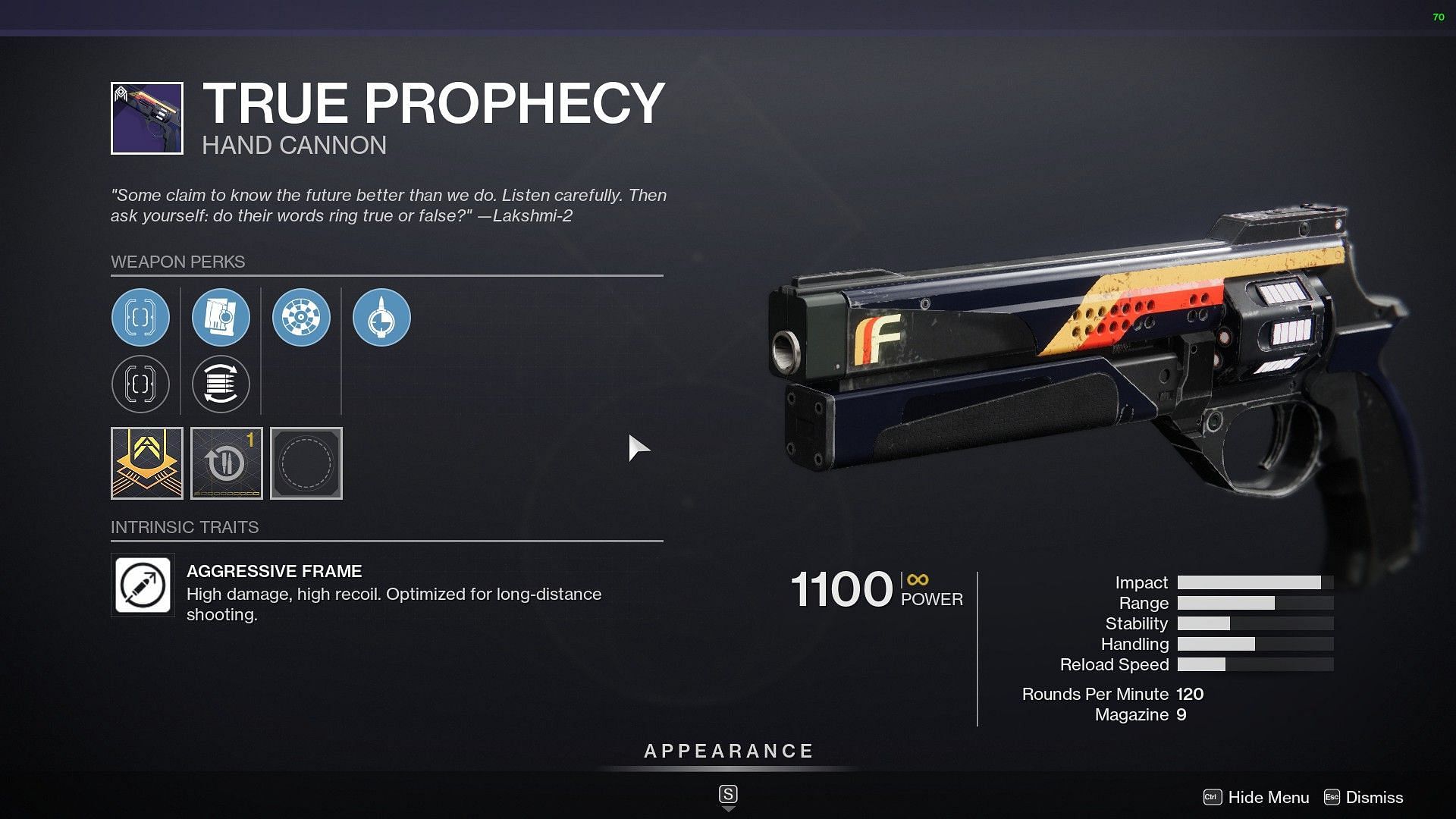 True Prophecy Hand Cannon (Image via Destiny 2)