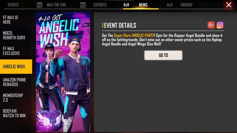 Gamers should next press the GO TO option to visit the event&#039;s interface (Image via Free Fire)