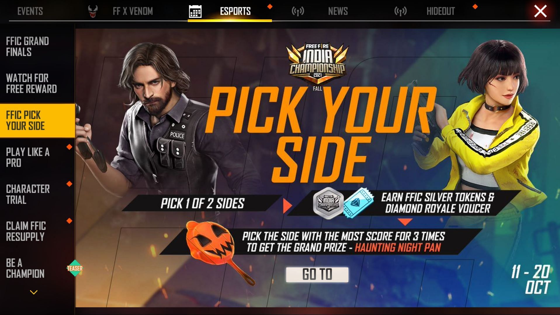 One of the two sides have to be picked by players (Image via Free Fire)