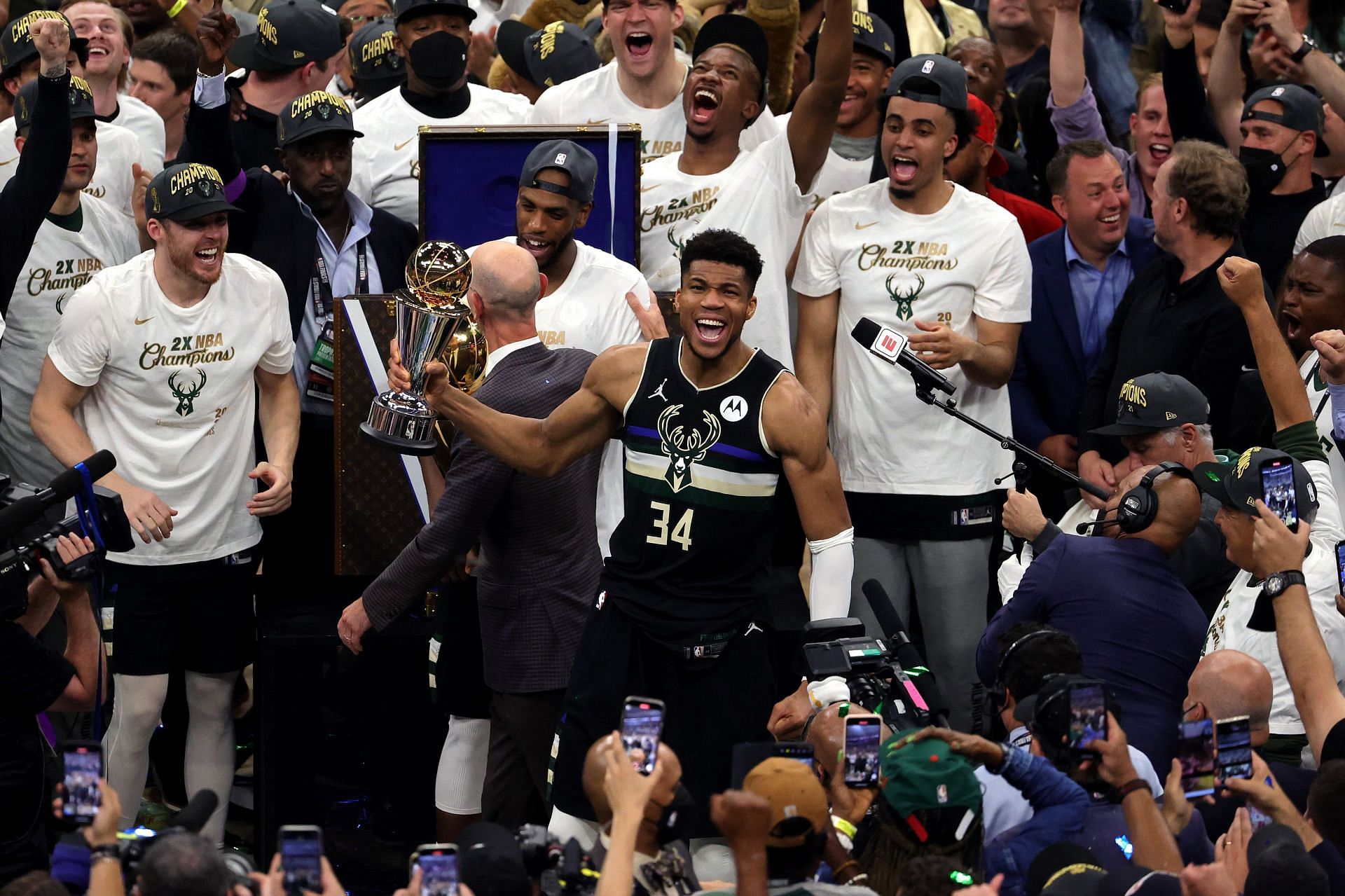 Giannis Antetokounmpo after winning the 2021 NBA Championship
