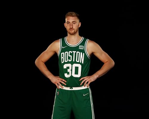 Sam Hauser during Boston Celtics Media Day