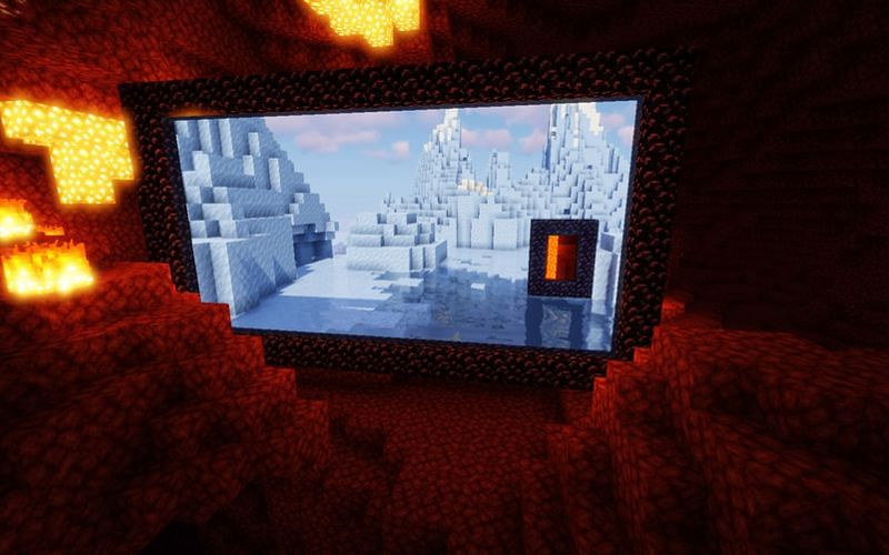The immersive portals mod in action (Image via Minecraft)