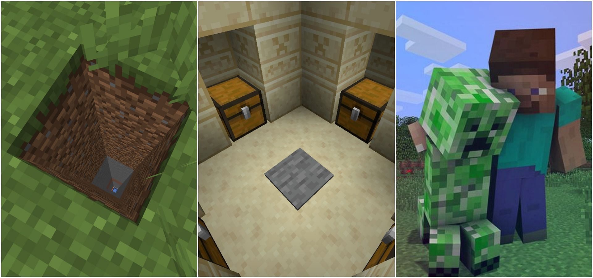 Digging, Desert Temple, Creeper (Image via Minecraft)