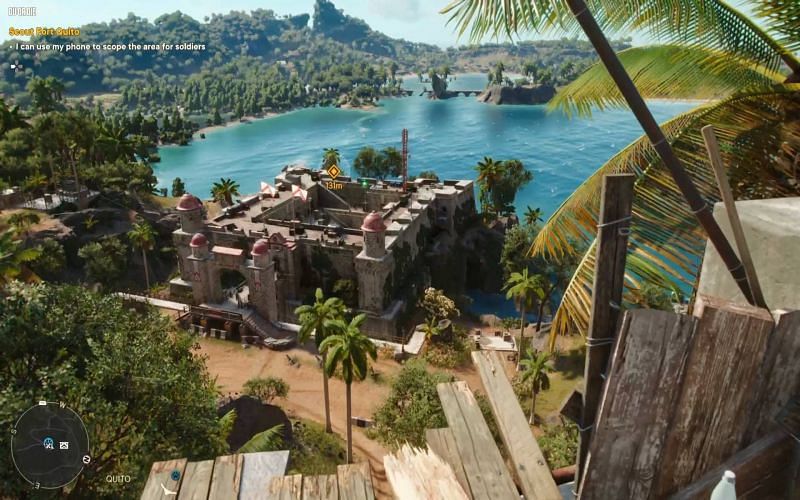 A player overlooking a fort in Far Cry 6 (Image via Ubisoft)