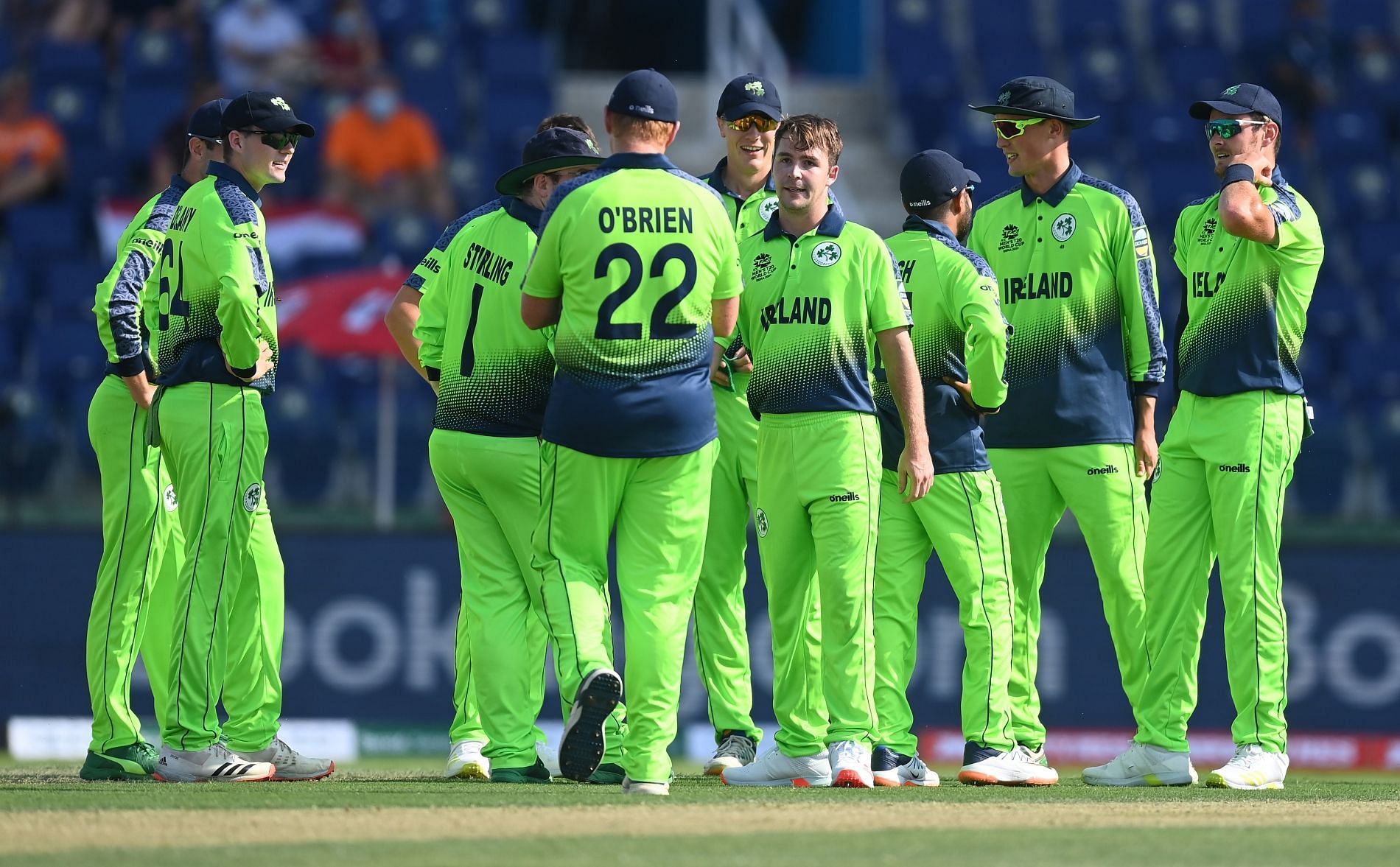 Ireland players during the match against Netherlands. Pic: T20WorldCup/ Twitter