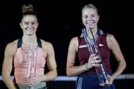 (L-R): Maria Sakkari & Anett Kontaveit at the Ostrava Open
