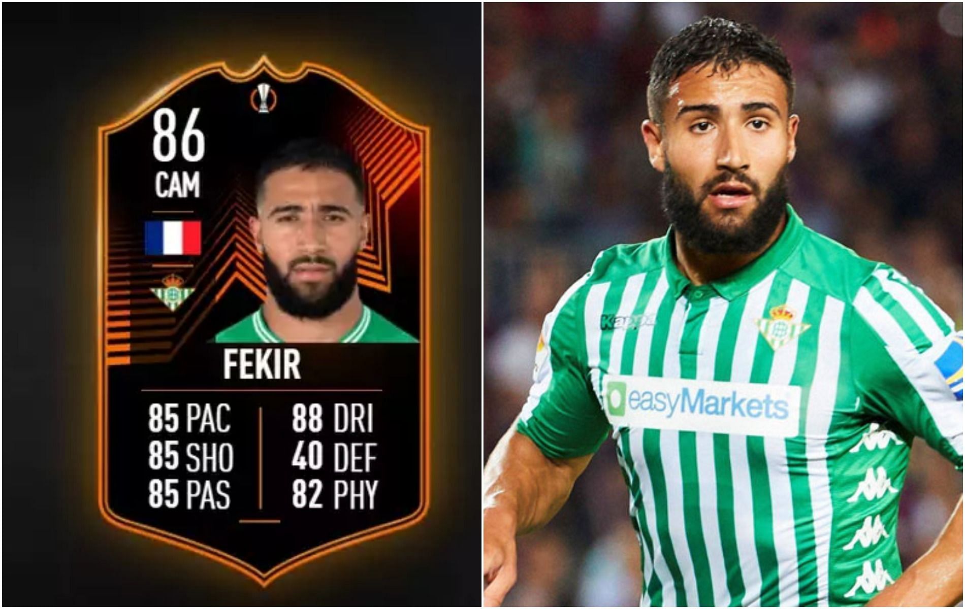 Fekir becomes the first Europa League player to get a RTTK SBC (Images via EA Sports/Getty)