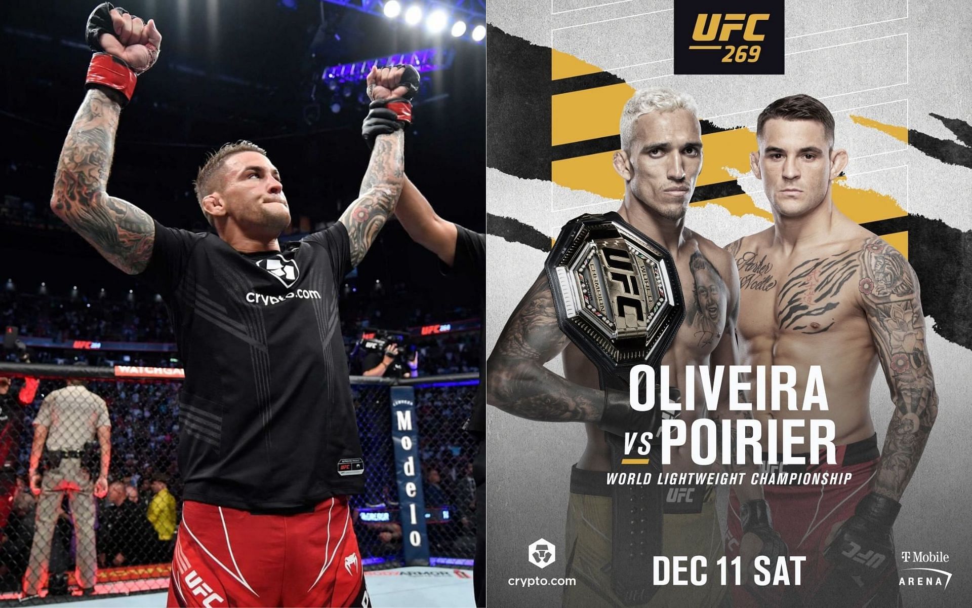 UFC 269 will be headlined by a lightweight title fight between Dustin Poirier and Charles Oliveira [Image credits: @ufc and @dustinpoirier on Instagram]