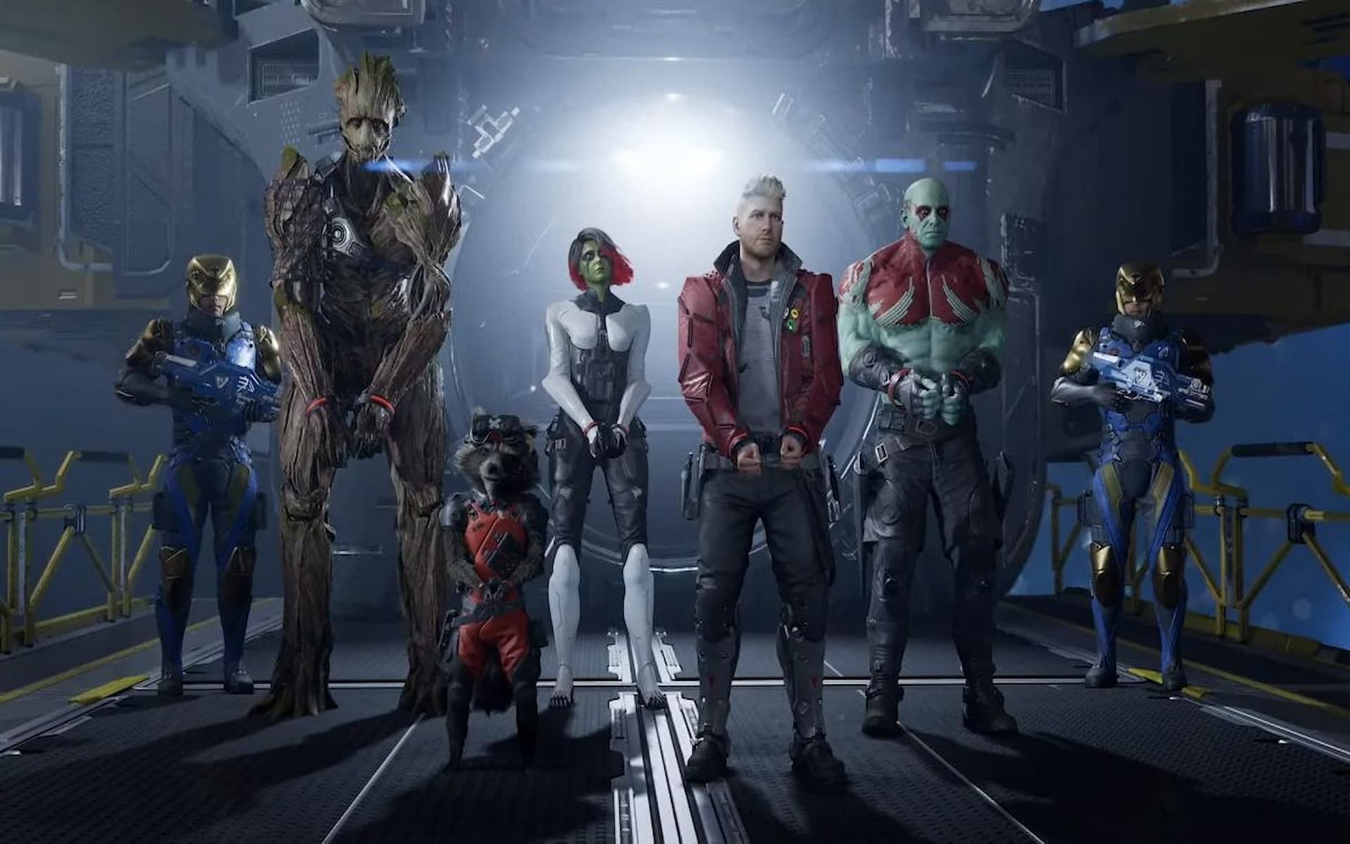 The Guardians of the Galaxy getting arrested. (Image via Square Enix)