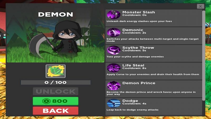Steal health with the Demon class. (Image via Roblox)