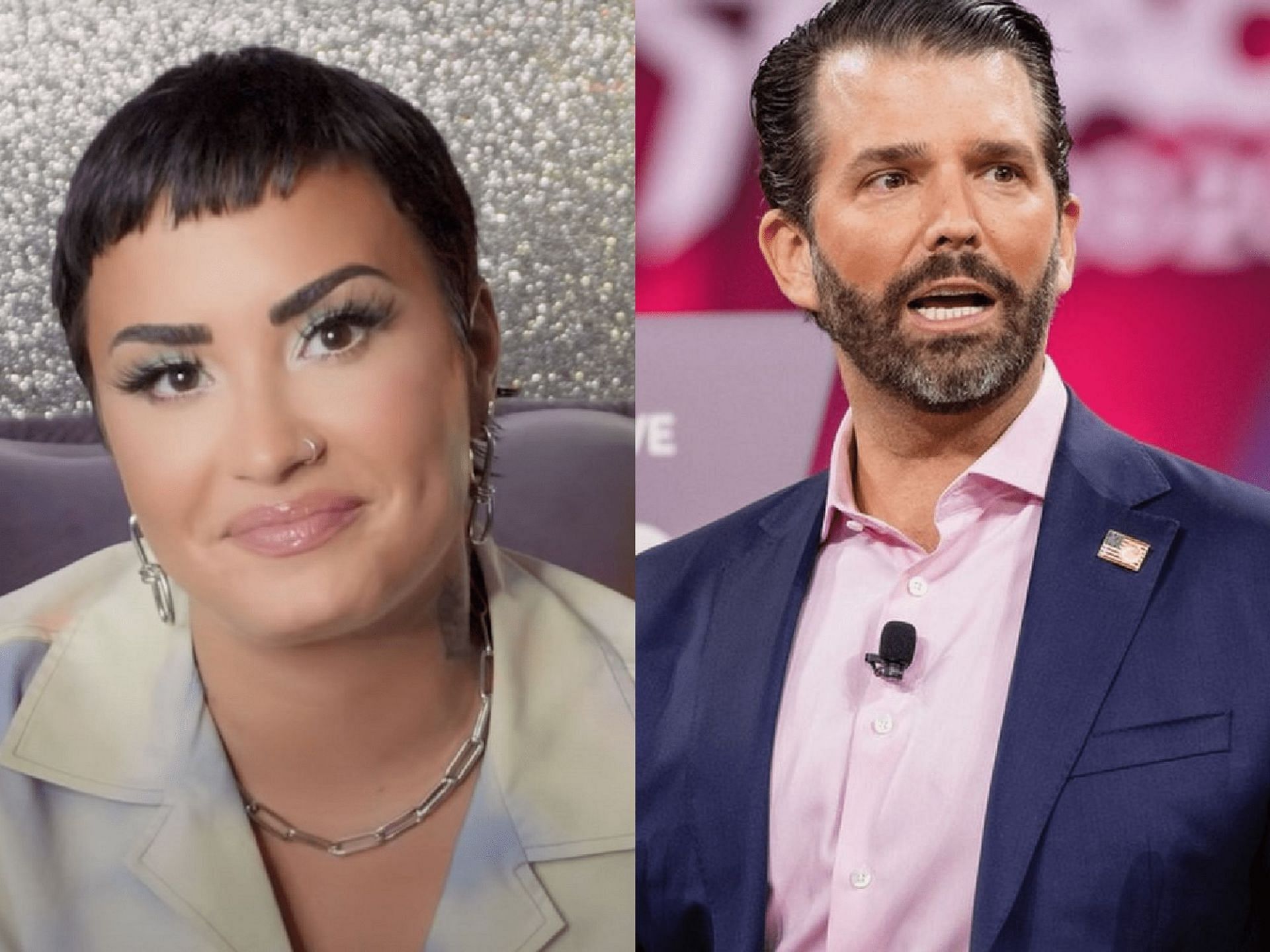Donald Trump Jr. comments on Demi Lovato&#039;s appearance (Image via YouTube/Demi Lovato and Getty Images) 