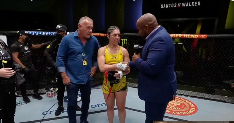 Bethe Correia interviewed by Daniel Cormier at UFC Vegas 38 [Credits: UFC Brazil via YouTube]