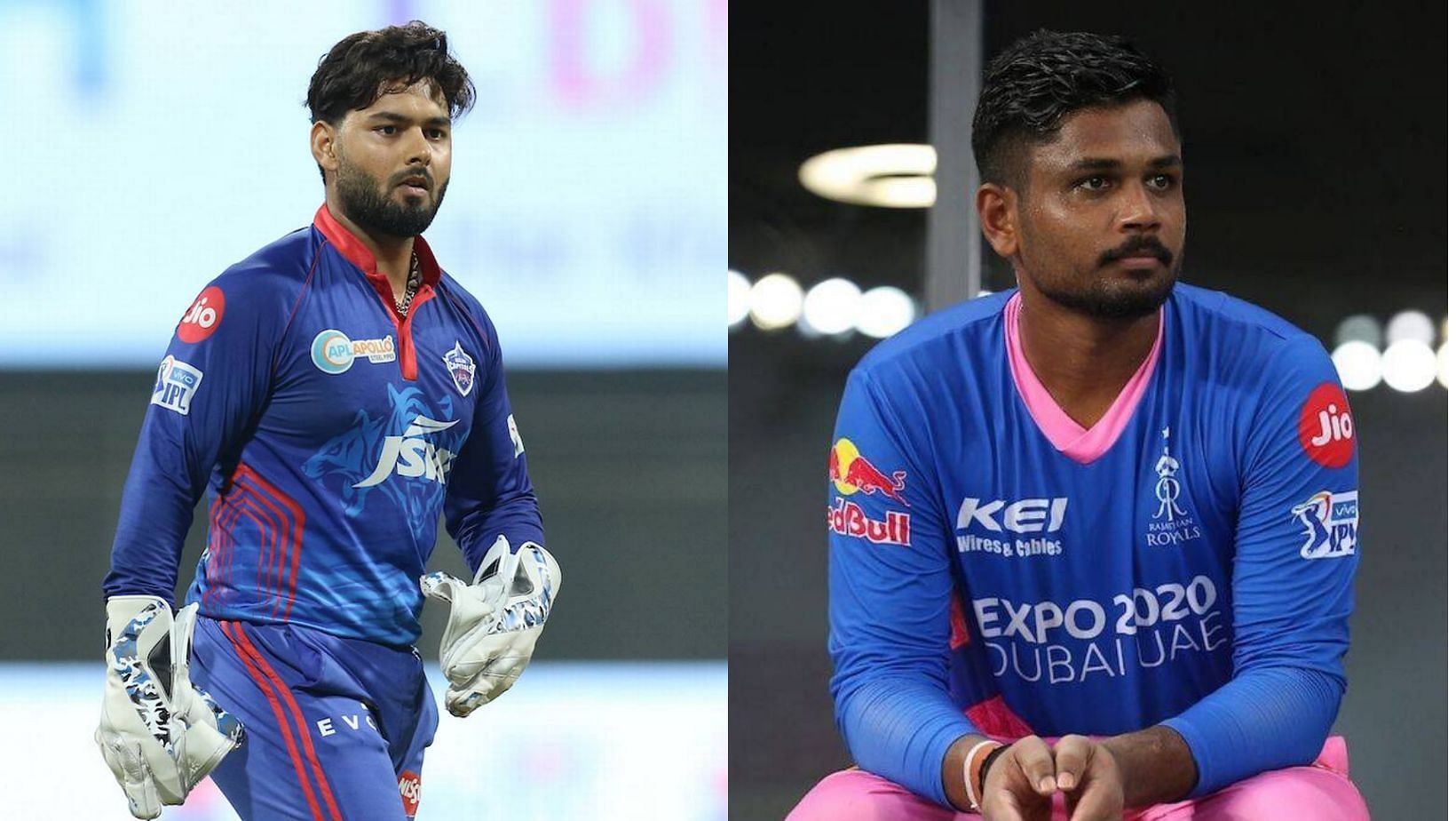 DC skipper Rishabh Pant (L) and RR captain Sanju Samson.