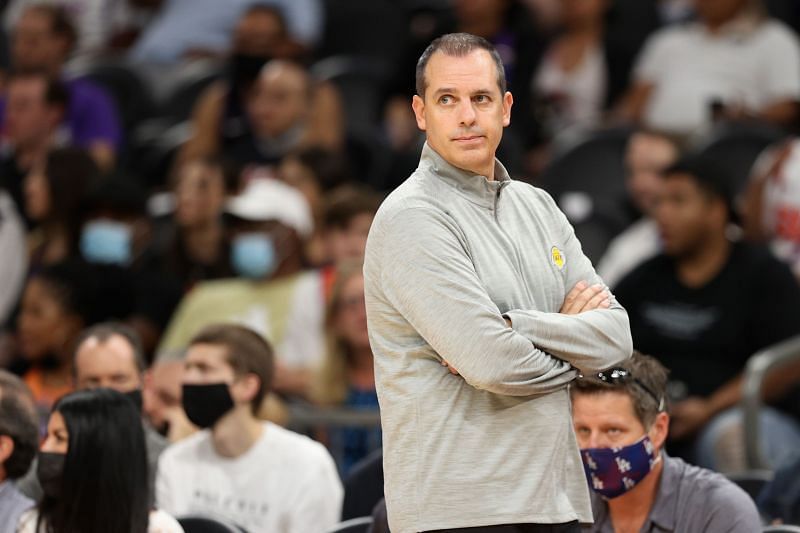 Frank Vogel looks on at the Los Angeles Lakers v Phoenix Suns matchup