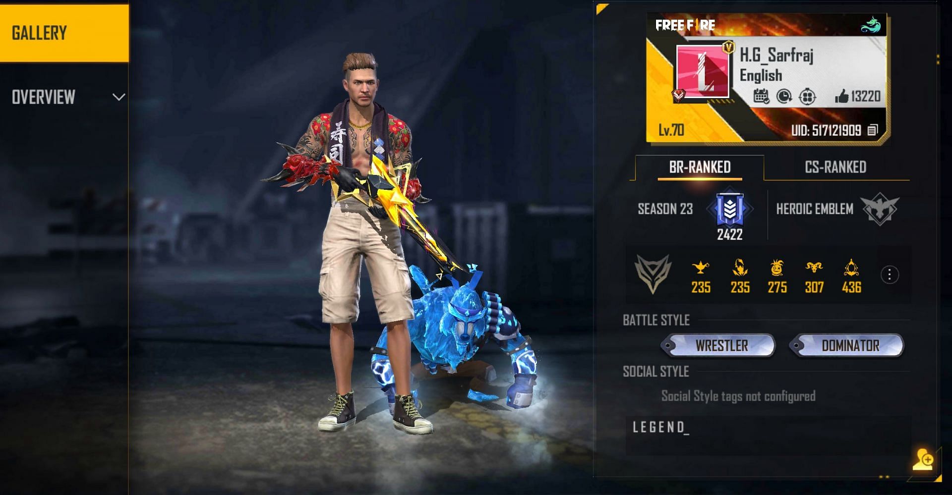 The Free Fire ID of Helping Gamer (Image via Free Fire)