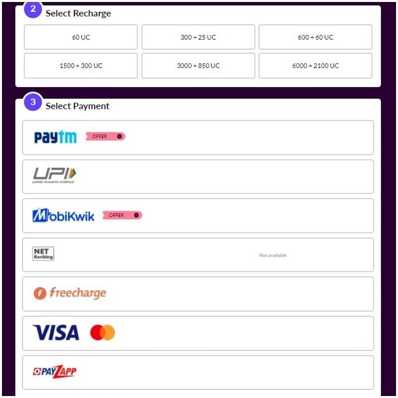 Package and Payment method (Image via Codashop)