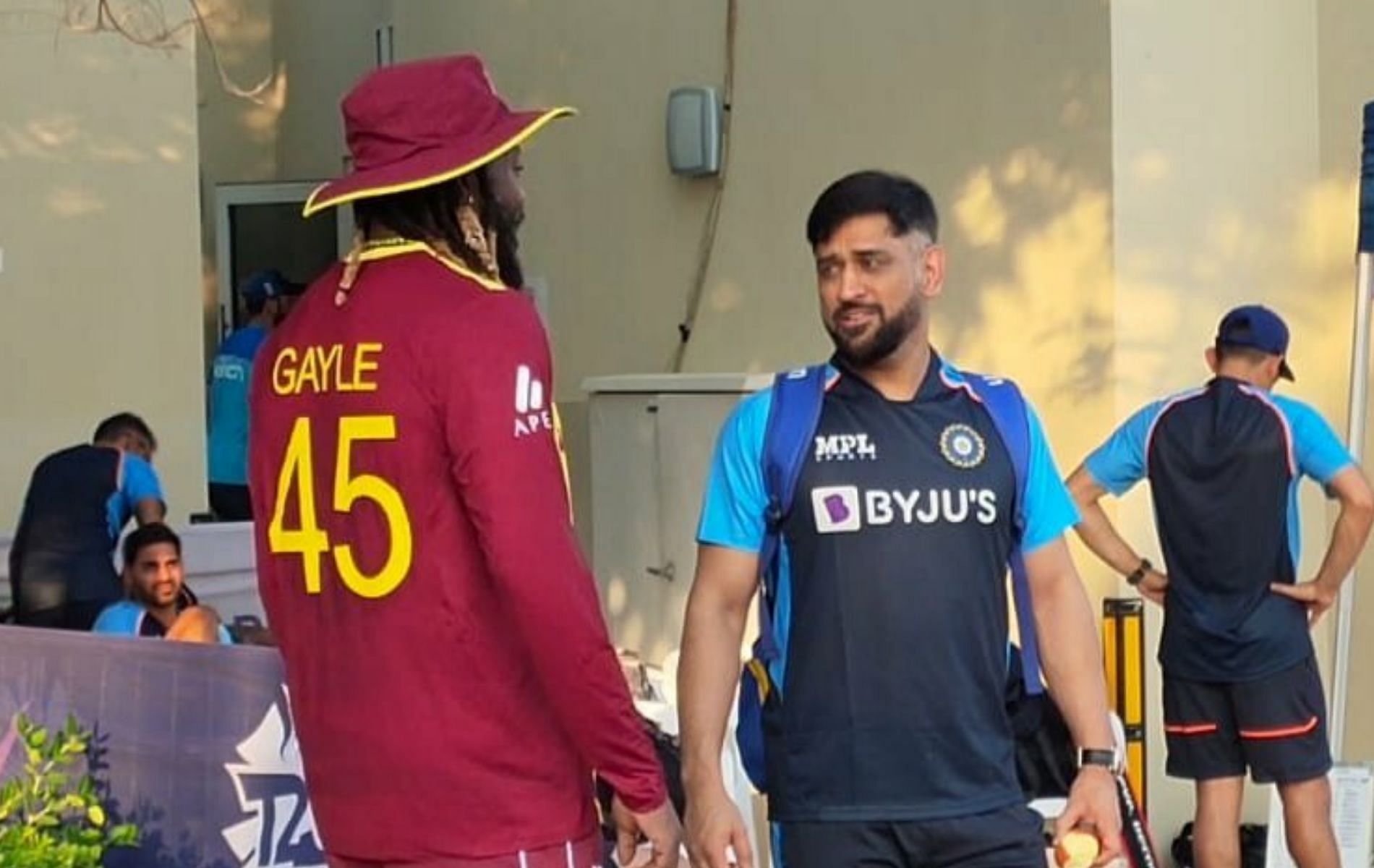 T20 World Cup: MS Dhoni and Chris Gayle had a chat during their teams&#039; warm-up matches on Monday.