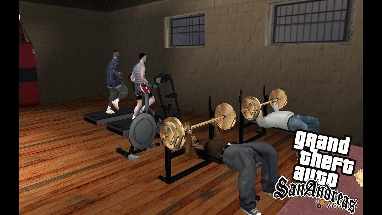 Imagine the gym in GTA 6 (Image via YouTube.com @Caleb Song&#039;s Productions)