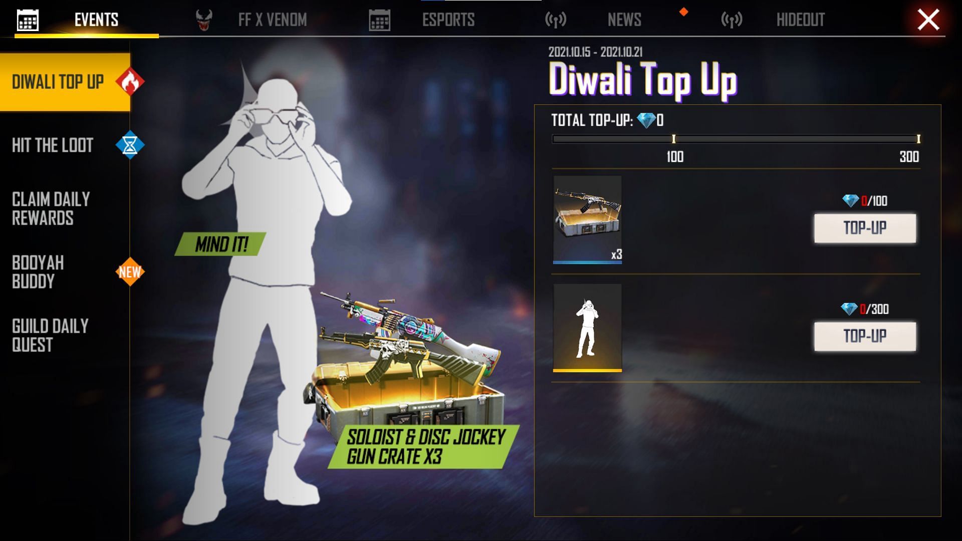 The top up event ends on 21 October in Free Fire (Image via Free Fire)
