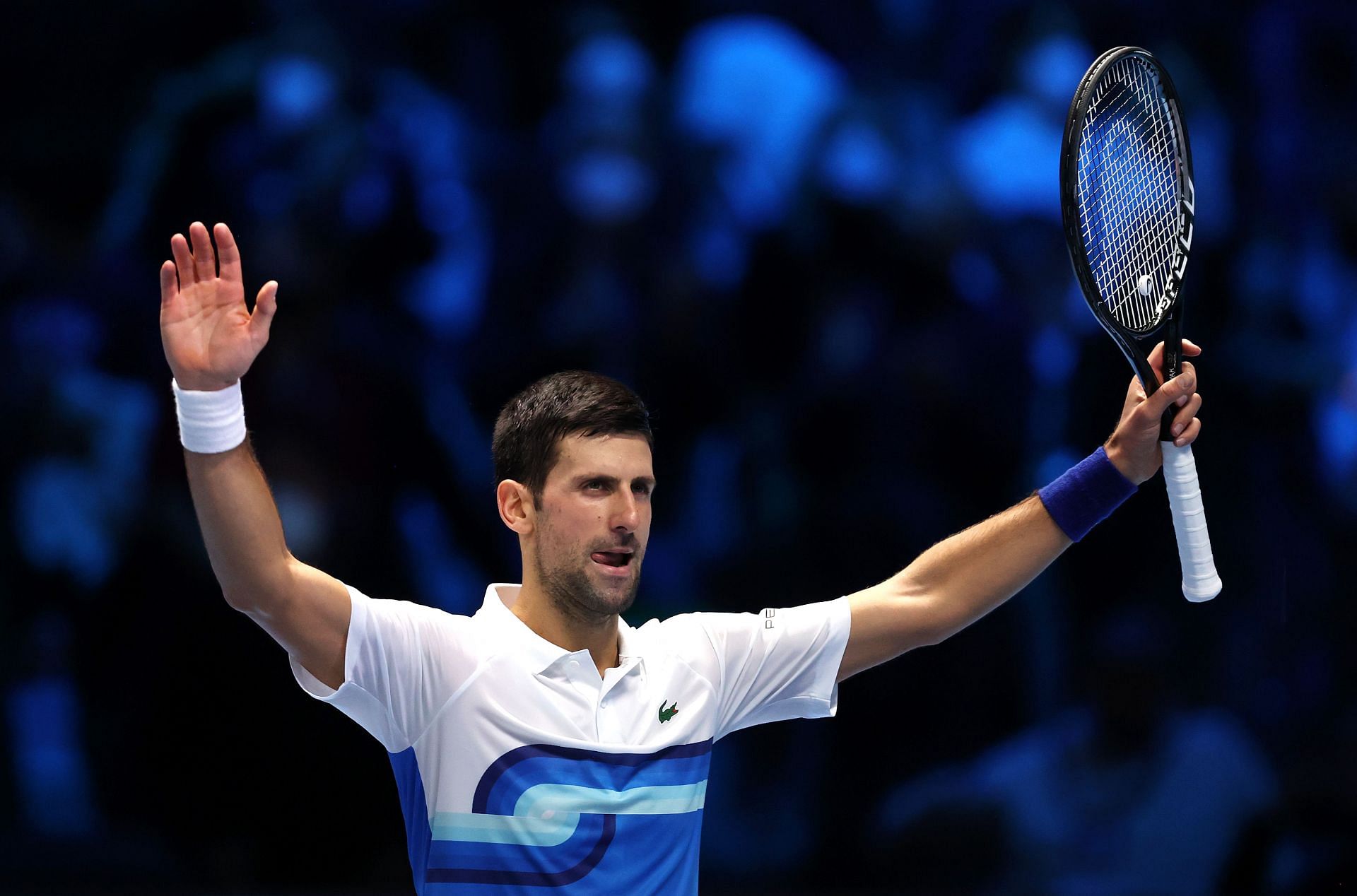 Novak Djokovic after beating Cameron Norrie at the 2021 ATP World Tour Finals