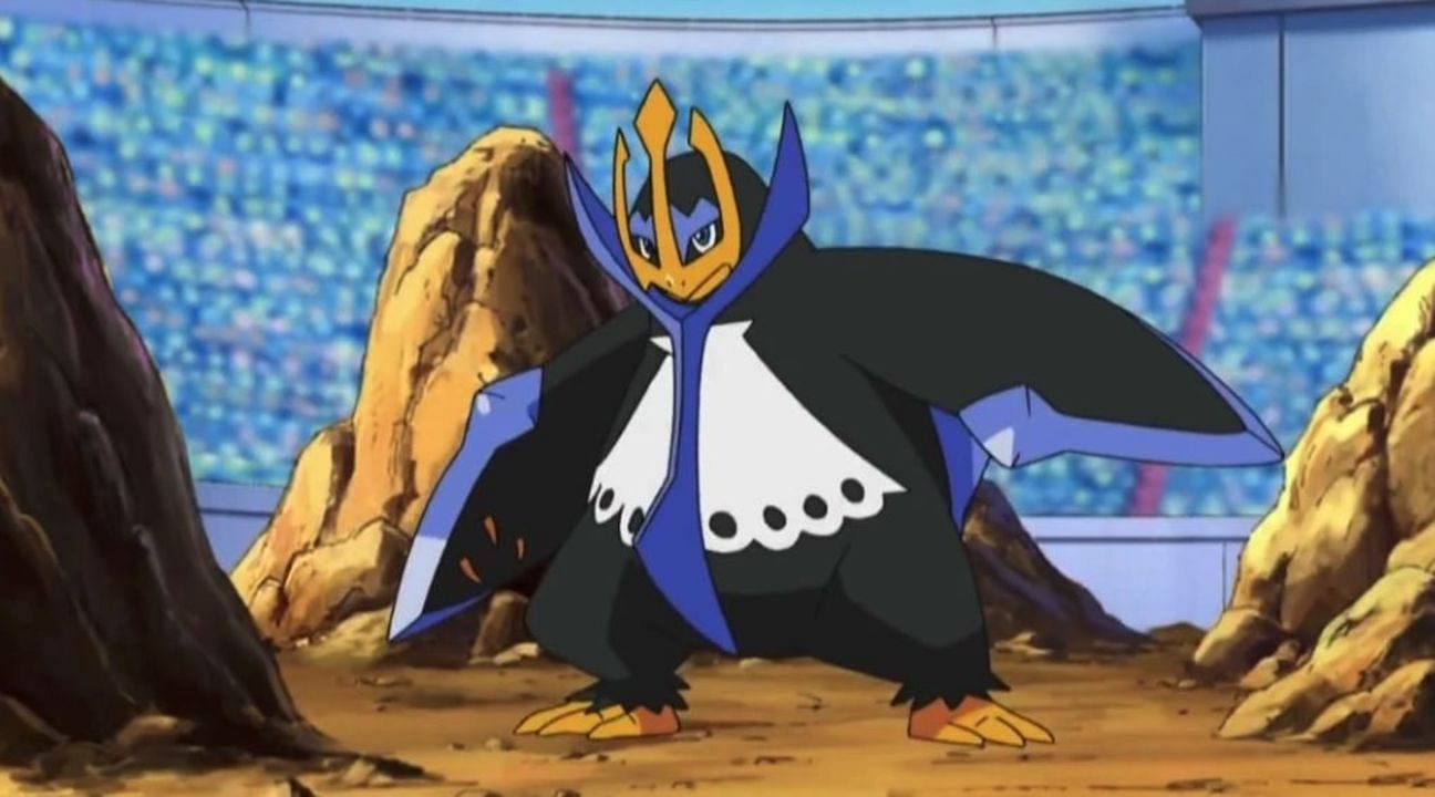 With moves like Waterfall and Hydro Cannon, Empoleon is far from helpless in battle (Image via The Pokemon Company)