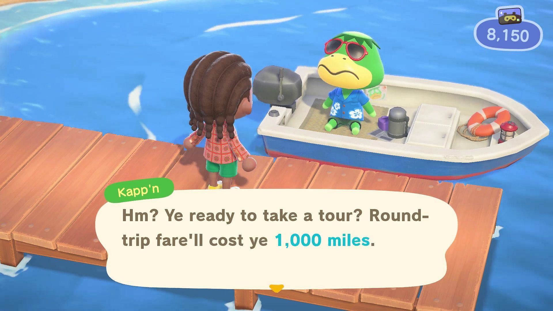 Kapp&#039;n&#039;s trips are not cheap as they cost 1,000 Nook Miles each (Image via Nintendo)