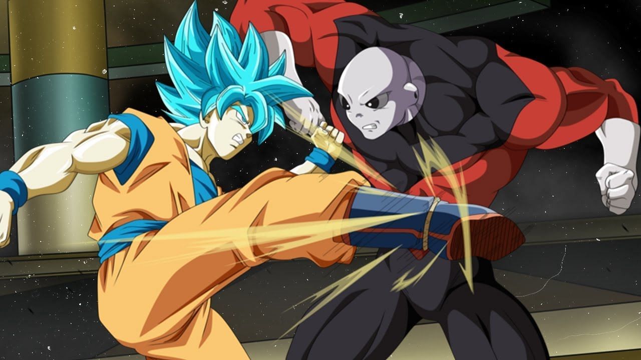 One of Goku and Jiren&#039;s spars as seen in the Dragon Ball Super anime. (Image via Toei Animation)