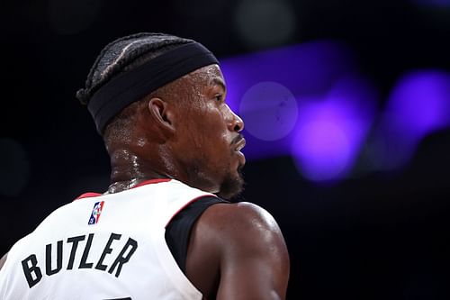 Jimmy Butler of the Miami Heat against the LA Lakers