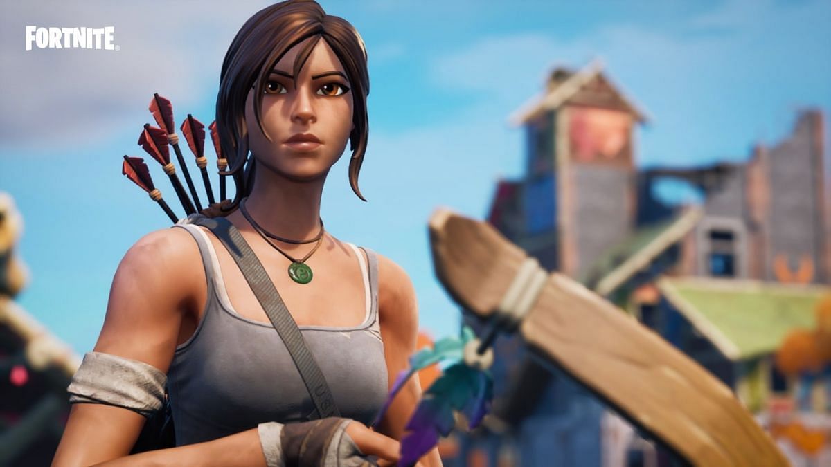 The default Lara Croft skin in Fortnite (Image via Epic Games)