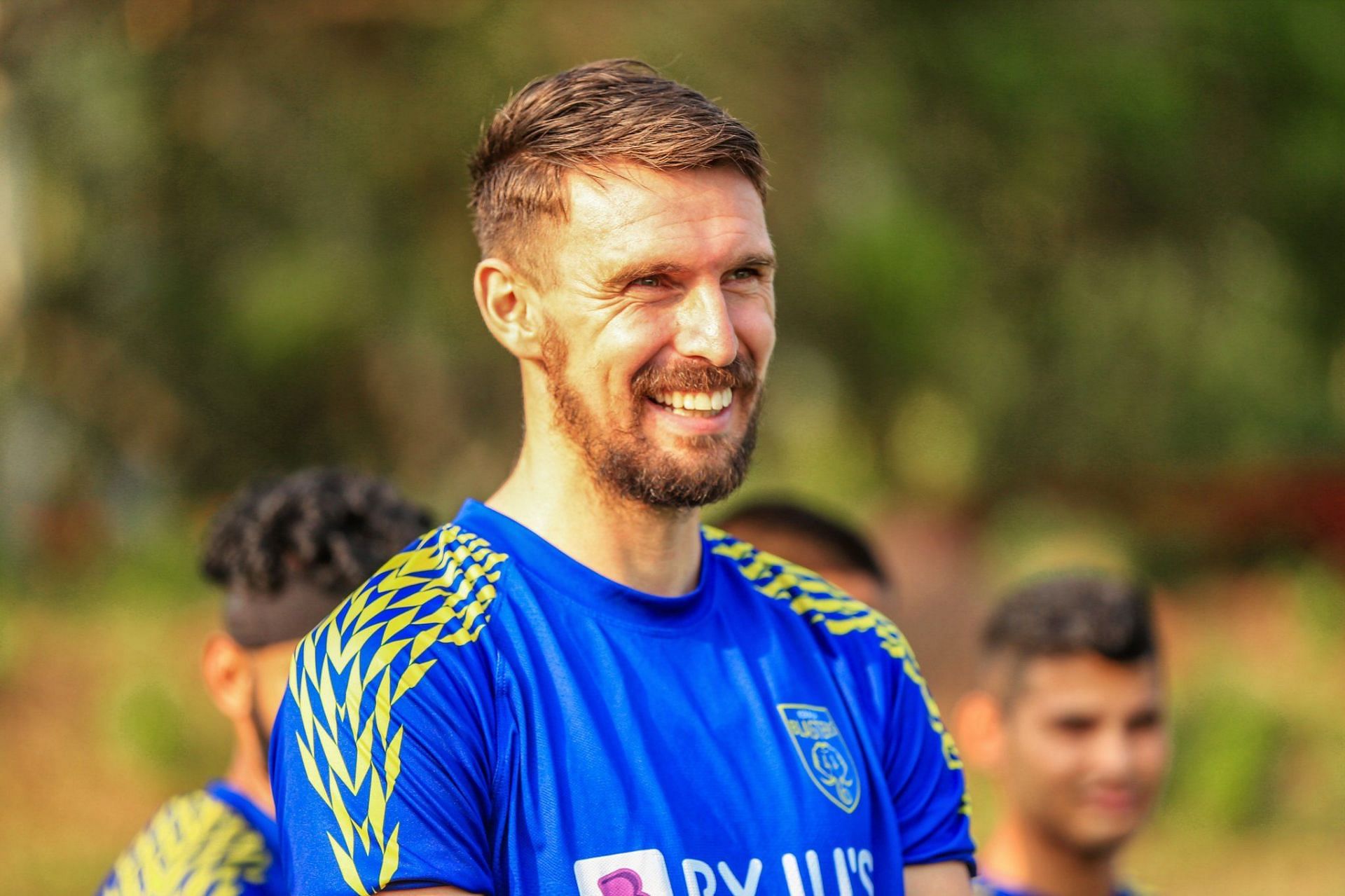 Bosnian defender Enes Sipović swapped Chennaiyin for Kerala Blasters in the summer. (Image - KBFC)