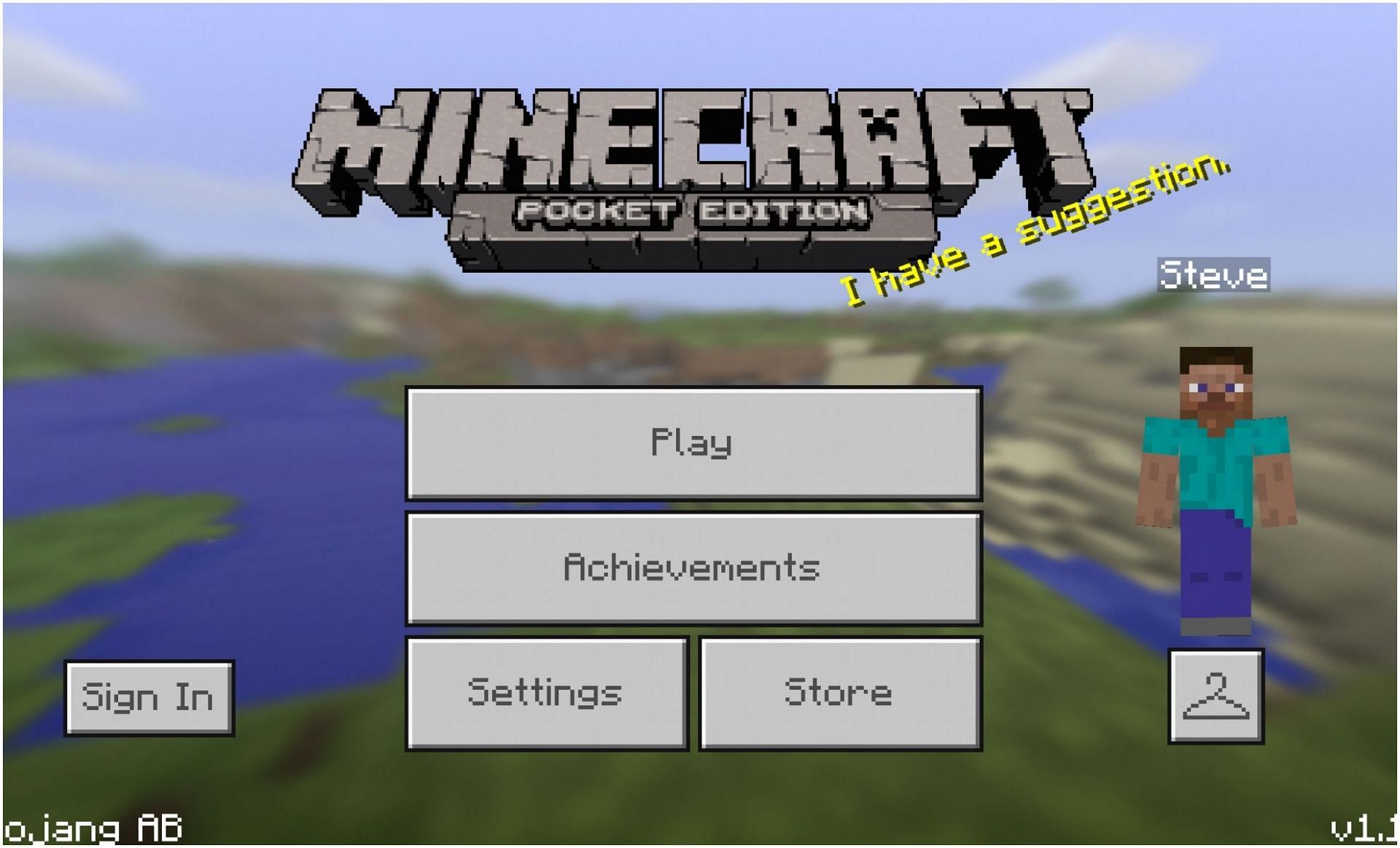 The Pocket Edition menu screen (Image via Minecraft)