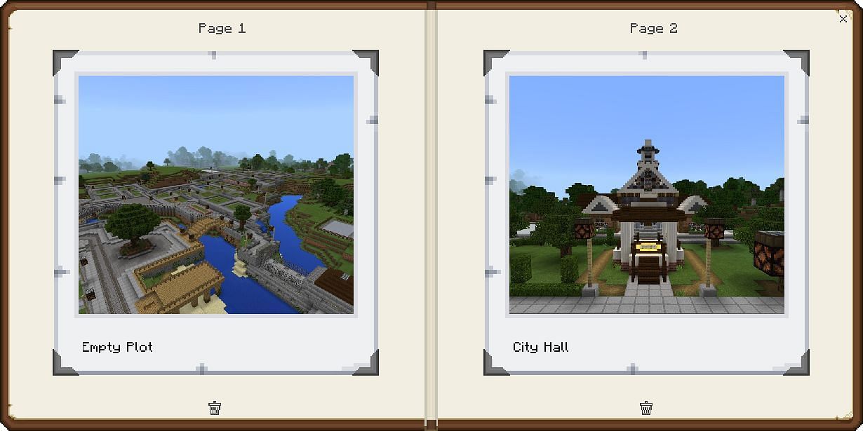 The portfolio serves as the game&#039;s photo album (Image via Minecraft)