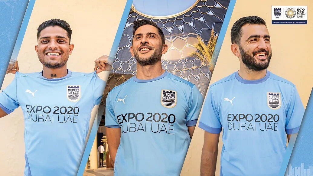 Mumbai City FC kit for the new season announcing their partnership with Expo 2020 Dubai (Source: Mumbai City FC website)