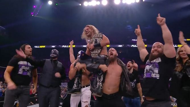 WATCH: Former WWE Champion congratulates Hangman Page backstage after AEW Full Gear