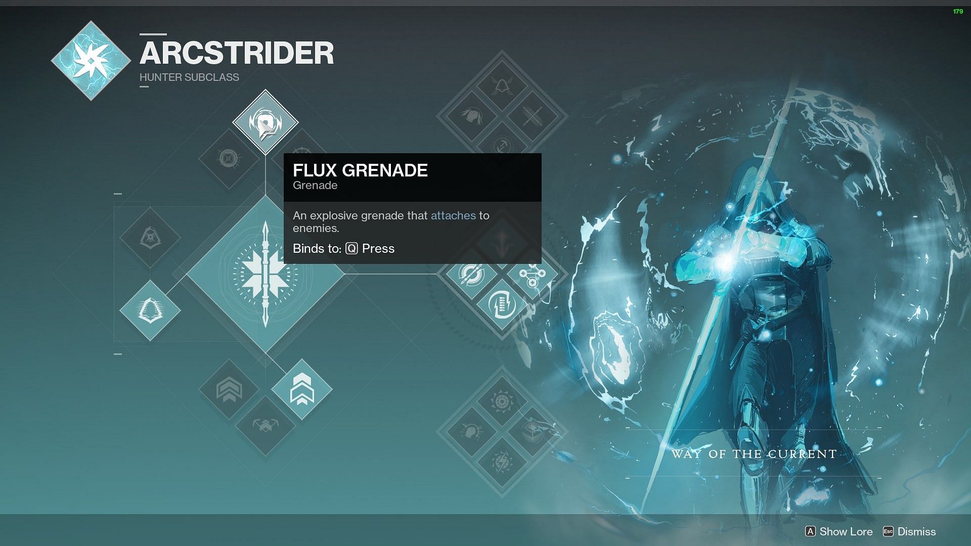 Hunter Arcstrider subclass flux grenade (Image via Destiny 2)