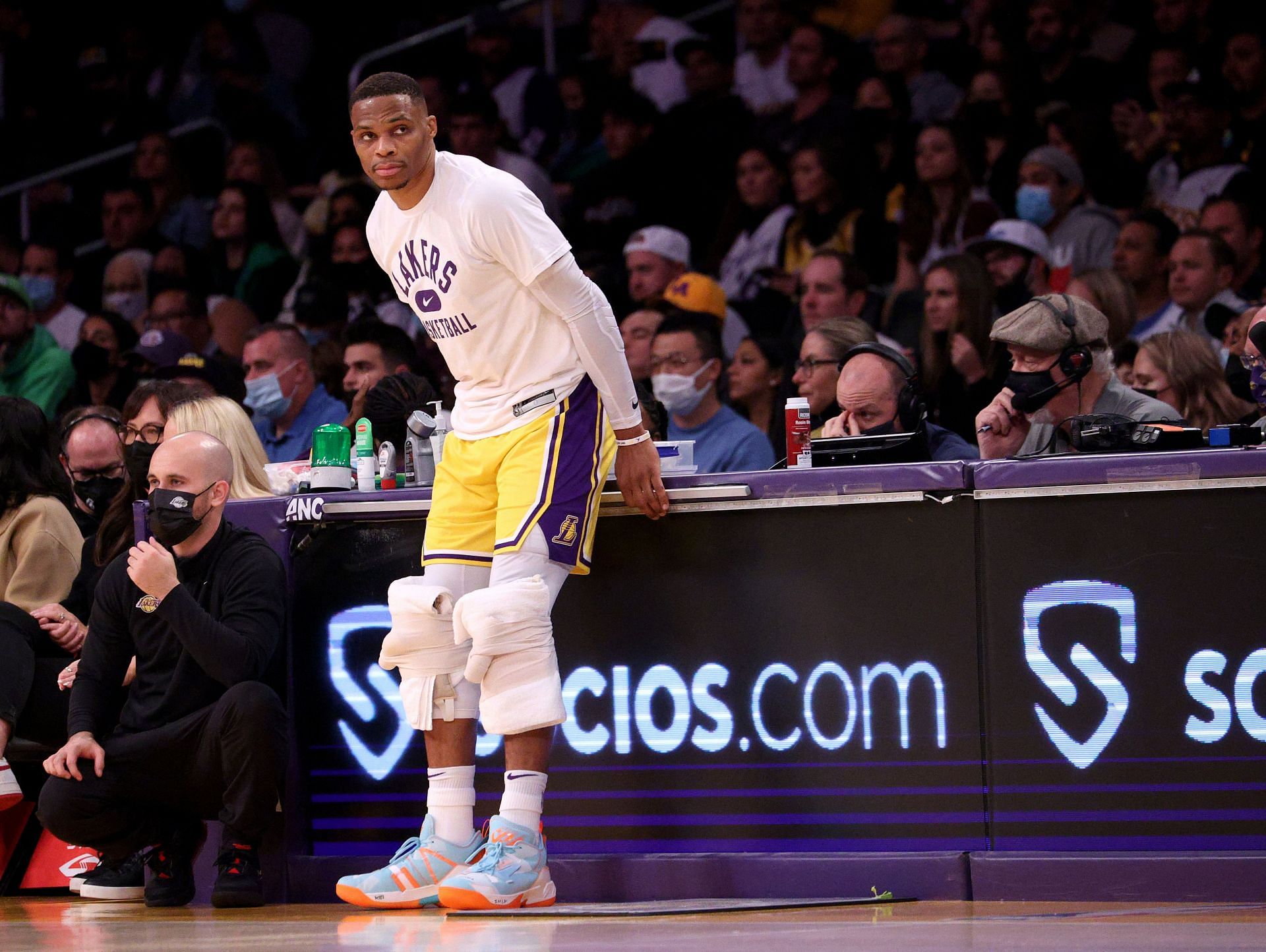 Russell Westbrook #0 of the Los Angeles Lakers