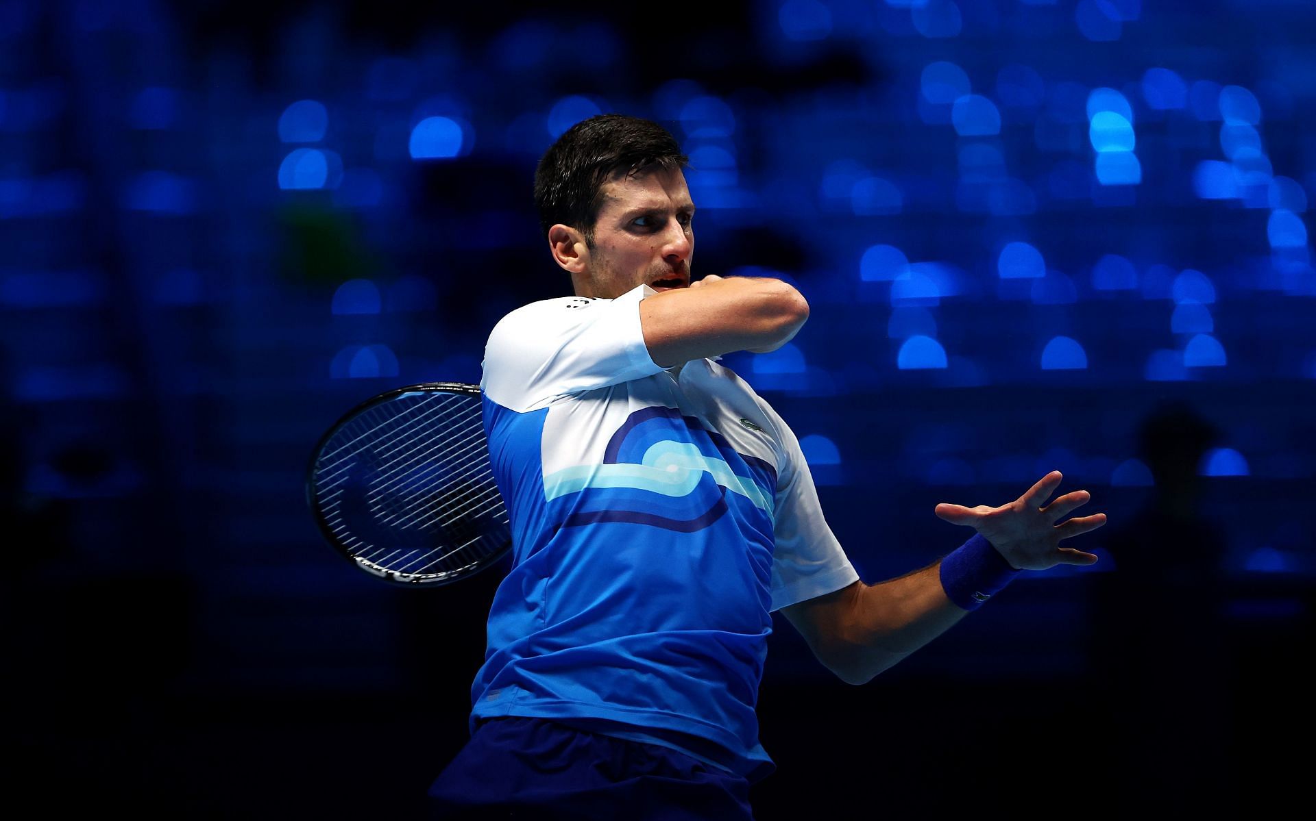 Novak Djokovic during his win over Cameron Norrie at the 2021 Nitto ATP World Tour Finals
